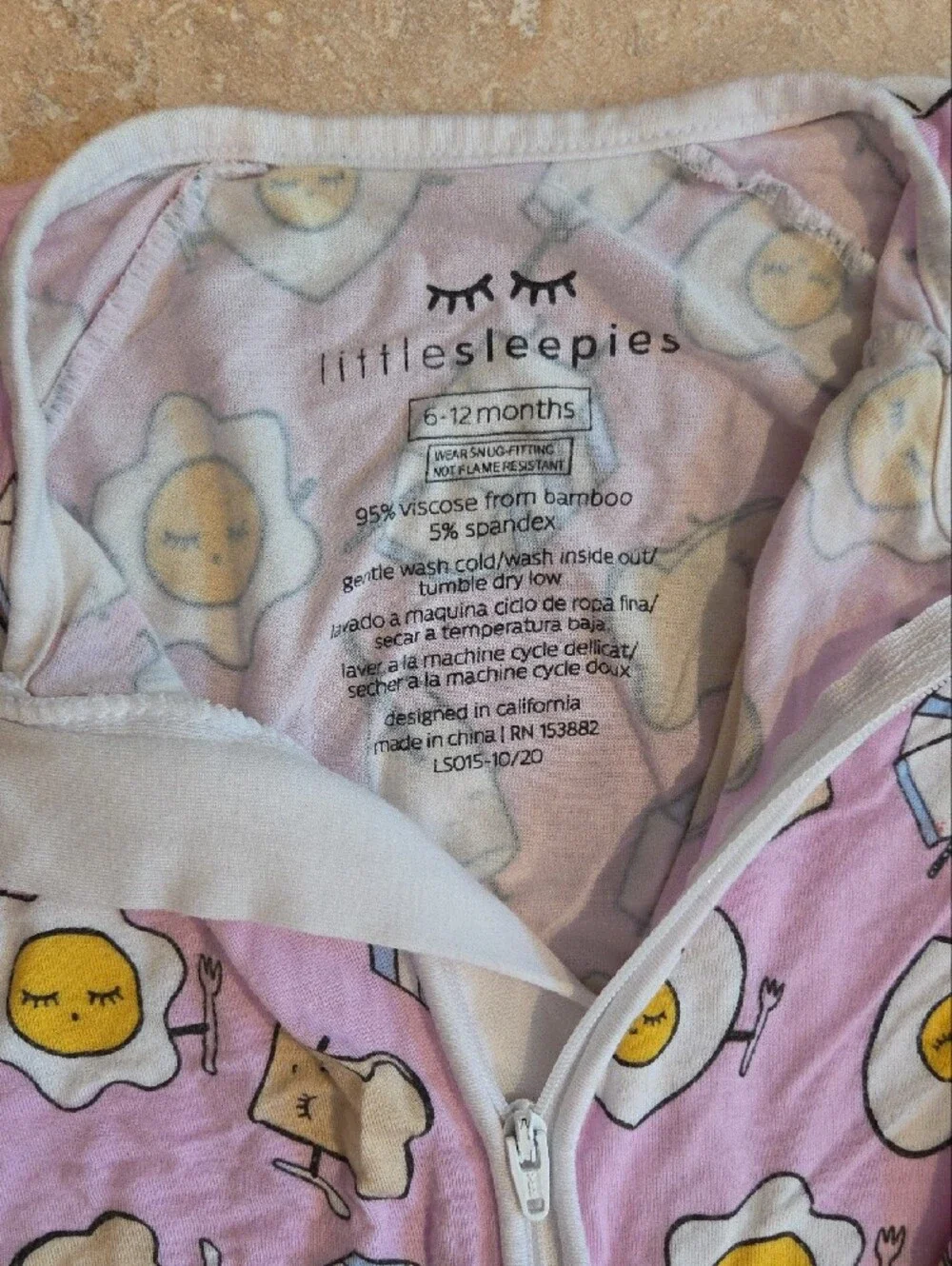 Little Sleepies Pink Breakfast Print Footed One-Piece Pajama